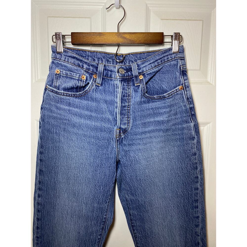 Levi’s 501 Original High Rise Straight Leg Jeans Medium Indigo Worn In W26 L32 - Picture 2 of 8